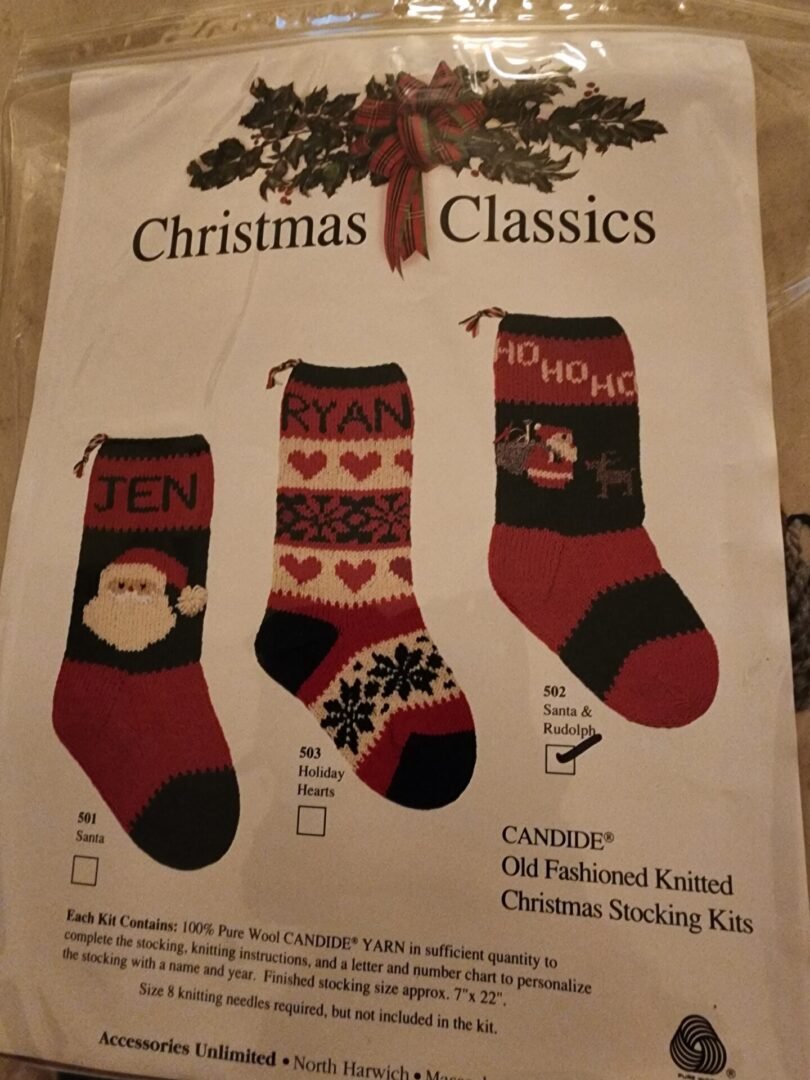 Christmas Stocking Knitting Kit - Santa & Rudolph - Image 2