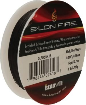 The Beadsmith S-Lon Fire – Braided and Fused Black Bead Thread