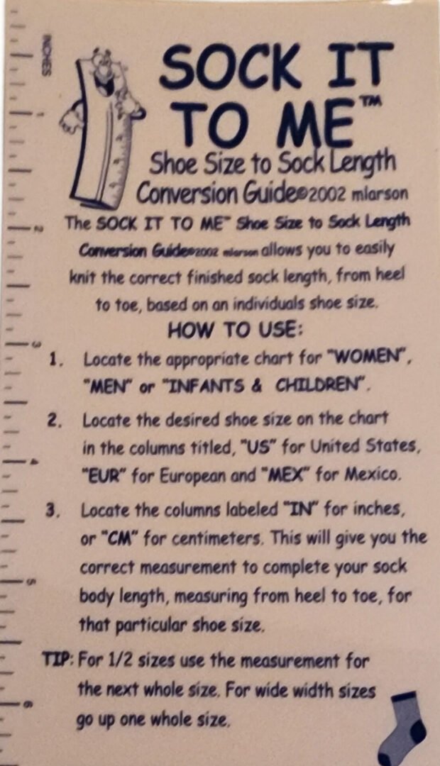 Shoe Size to Sock Length Convervion Guide
