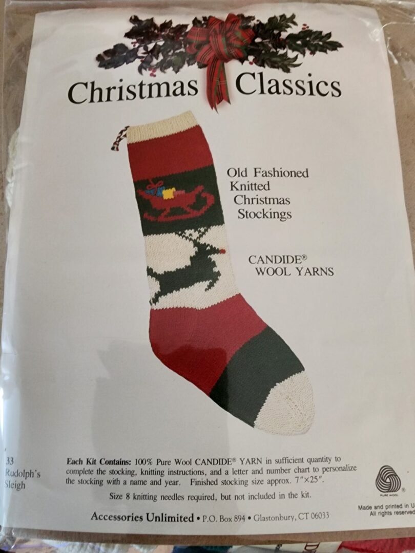 Christmas Stocking Knitting Kit - Rudolph's Sleigh - Image 3