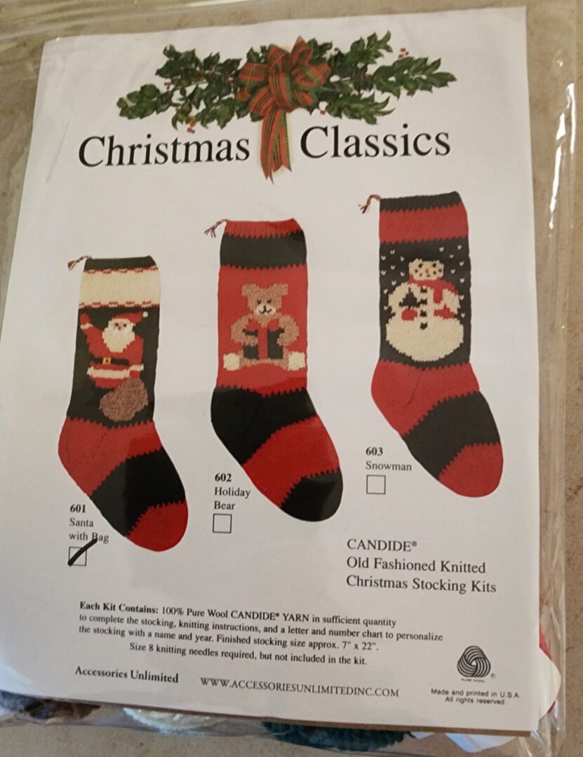 Christmas Stocking Knitting Kit - Santa with Bag - Image 2