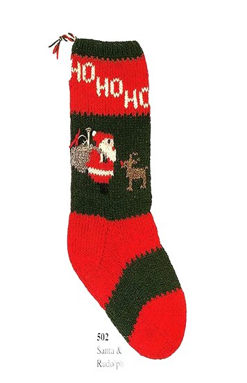 Christmas Stocking Knitting Kit - Santa & Rudolph